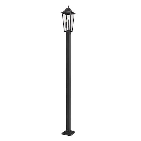 Z-Lite Gannon 3 Light Outdoor Post Mounted Fixture, 10in. W x 119.25in. H, Black 5008PHBS-536P-BK